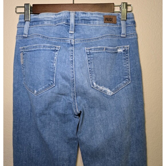 Paige Hoxton Crop Mid Rise Ultra Skinny Jeans Raw Distressed Hem Women's Size 25 - Picture 6 of 10
